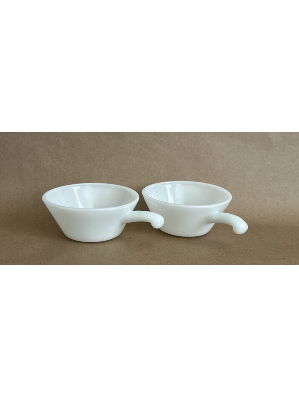 Anchor Hocking Fire King Soup/Chili Bowls w/ Handles Milk Glass Vintage Set Of 2